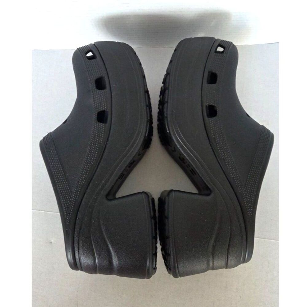 Crocs Siren Black Goth Platform Heel Clogs Sz 11 Like New - Picture 4 of 10